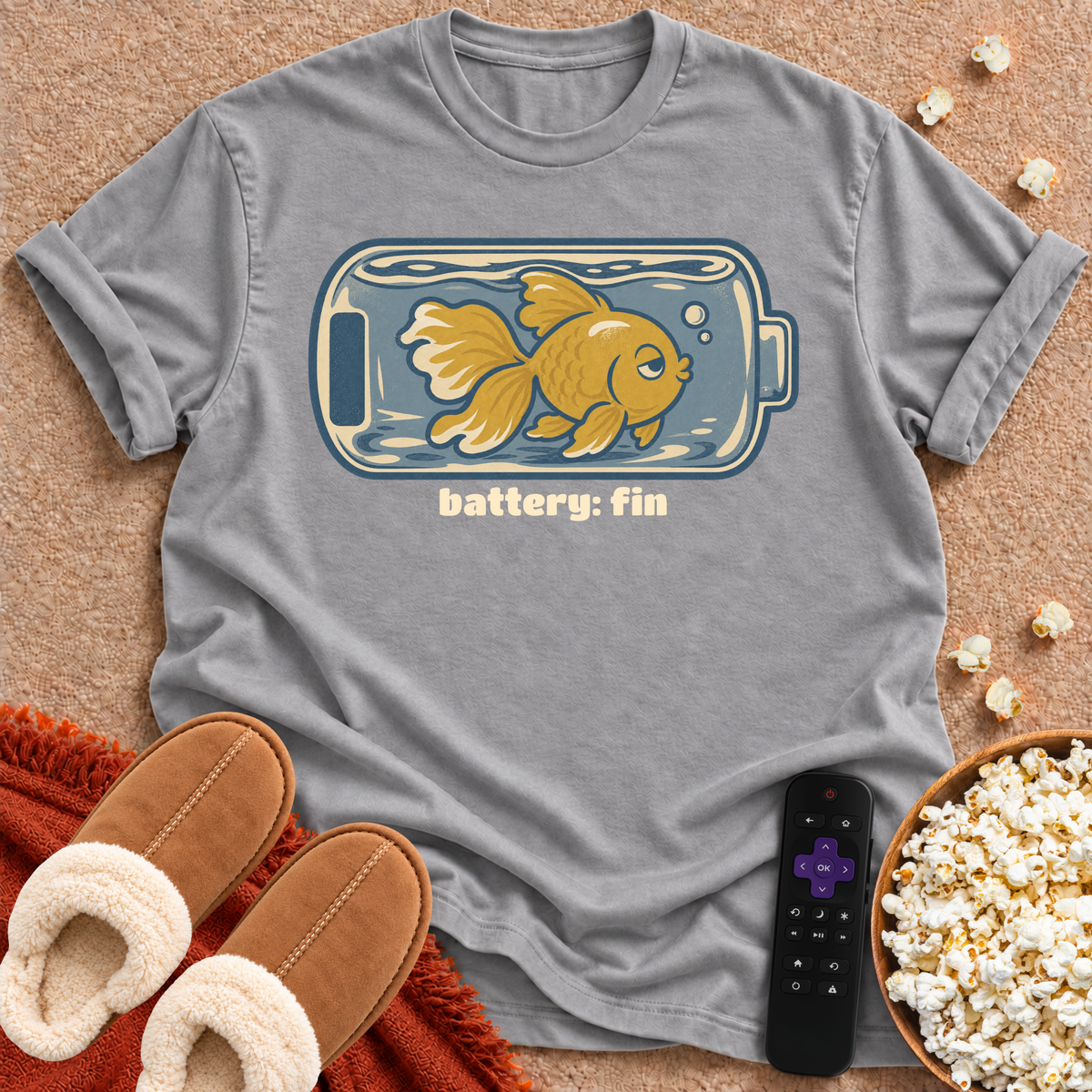 Battery Fin. Fish T-shirt
