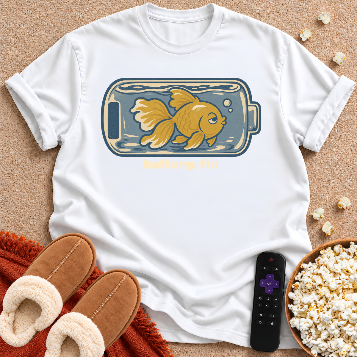Battery Fin. Fish T-shirt
