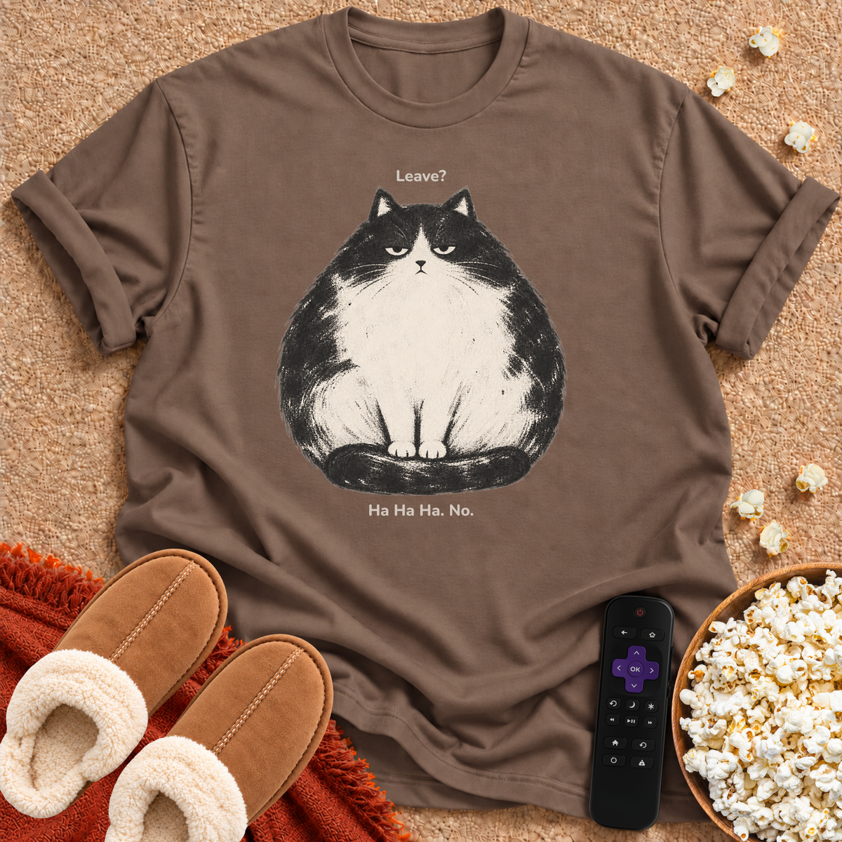 Leave? Ha. Ha. Ha. NO. T-shirt
