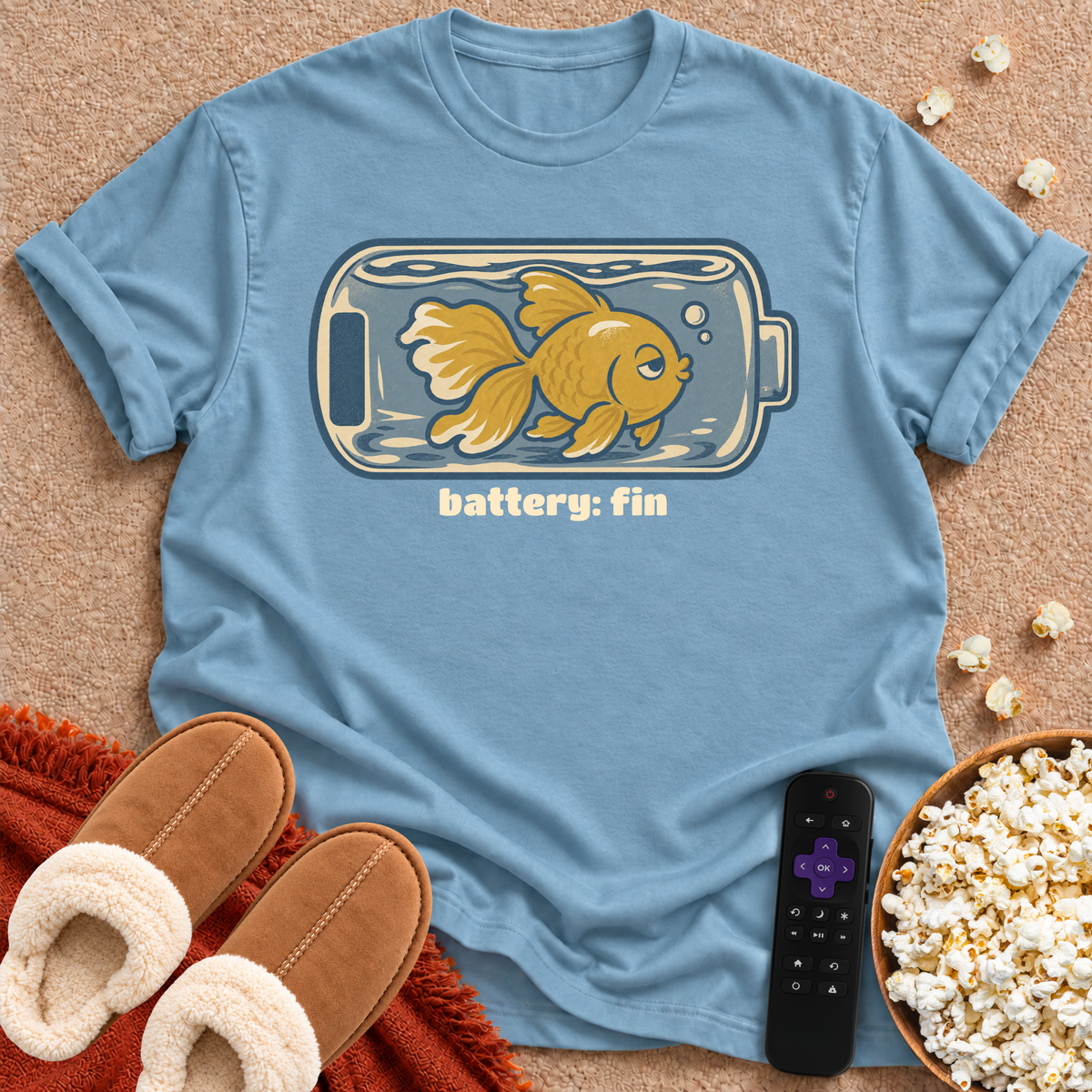 Battery Fin. Fish T-shirt