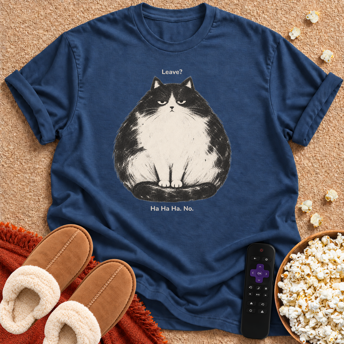 Leave? Ha. Ha. Ha. NO. T-shirt