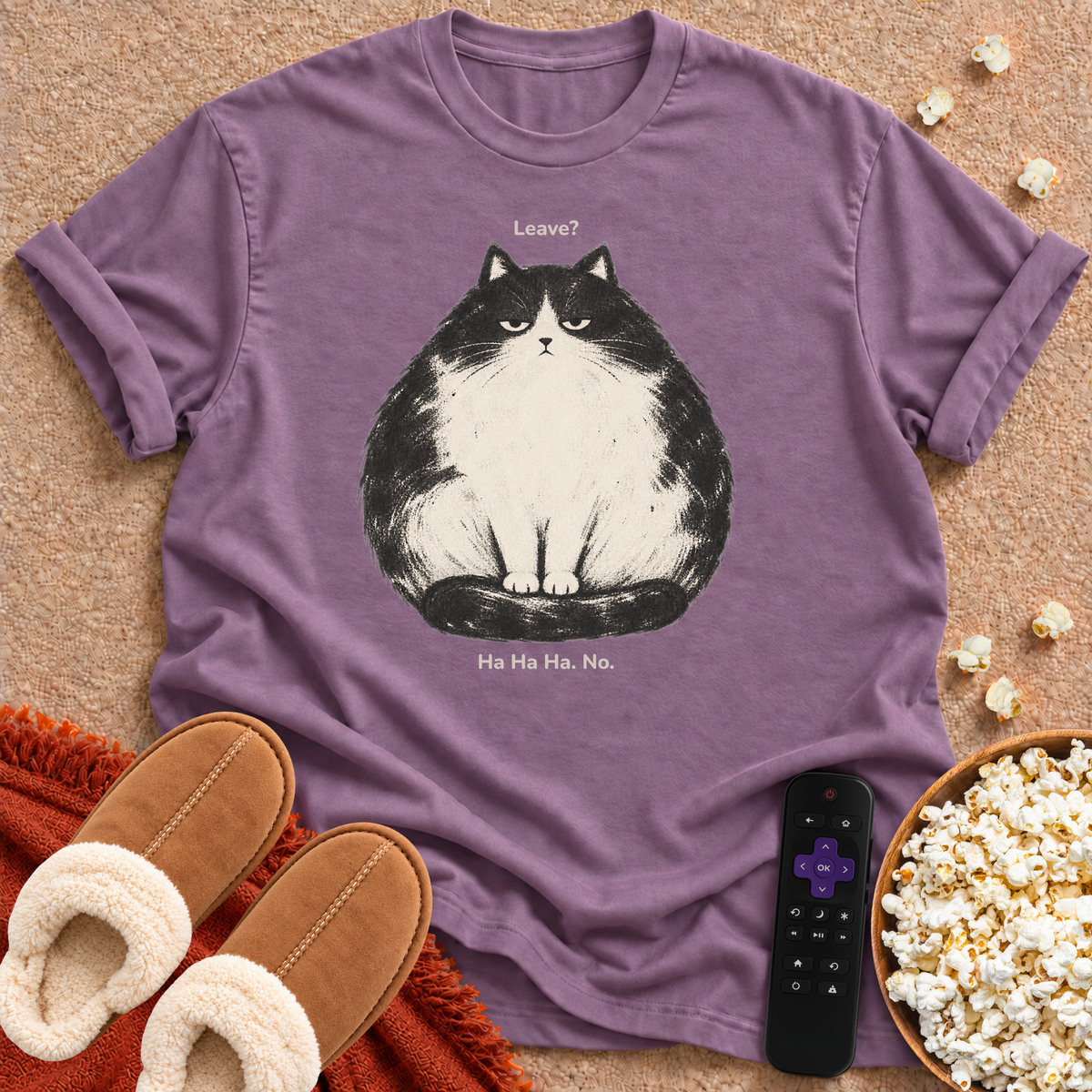 Leave? Ha. Ha. Ha. NO. T-shirt